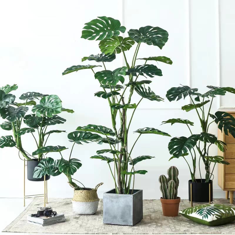 Artificial Monstera Plant for Living Room, Large Indoor Landscape Potted Fake Tree, Faux Monstera Leaves