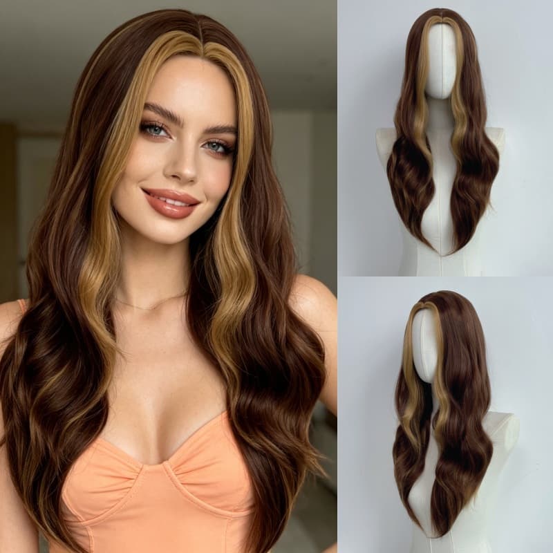 Hot-selling European and American cross-border women's middle-part curly rose net matte silk wig full cap, wholesale from source factory
