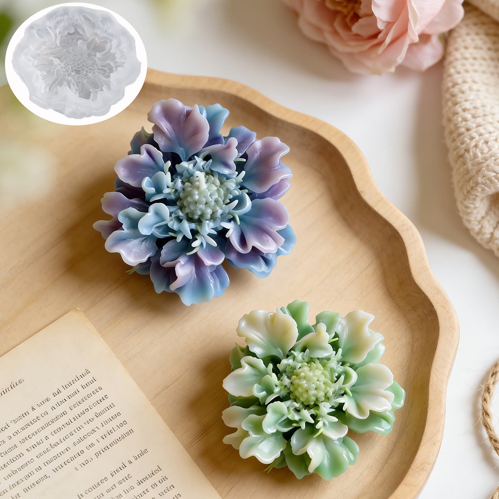 Wenxin Simulated Blue Potted Flower Scented Candle Silicone Mold Gypsum Candle Handmade Soap Fondant Baking Mold Wholesale