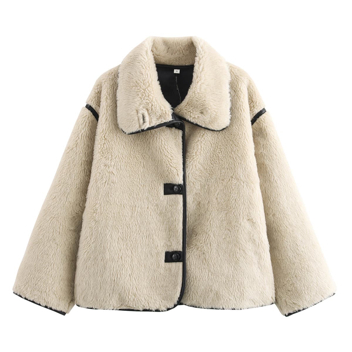 Cross-border European and American fashion large lapel fur one-piece long-sleeved plush jacket 2024 winter new product A14086