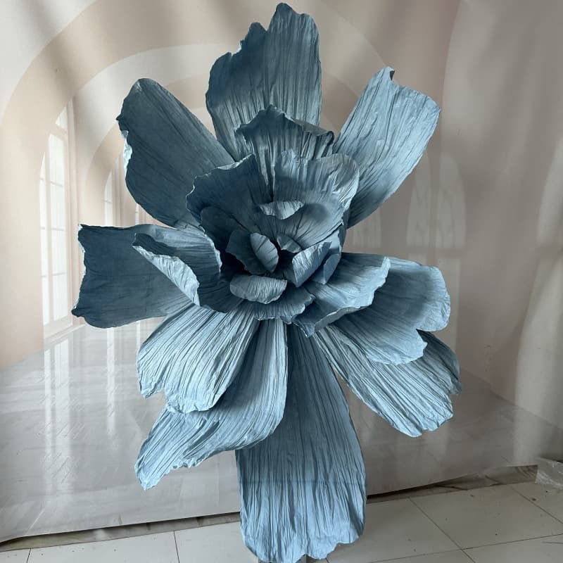 Giant handmade paper flowers for wedding stage decoration, artificial flowers for photography and window display