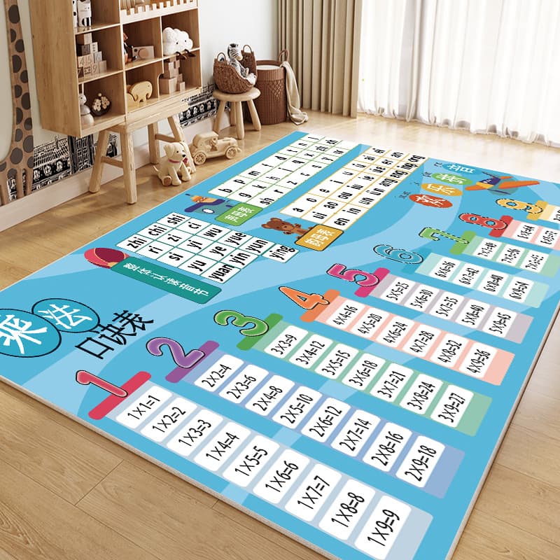 Cartoon Machine Washable Kids Play Mat, Skin-Friendly Baby Crawling Mat, Home Children's Room Educational Rug