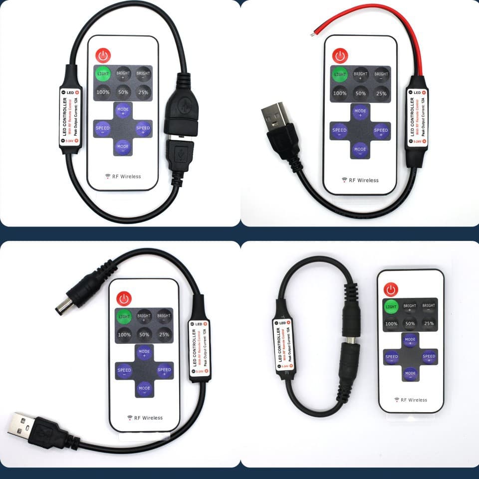 Wireless RF remote single-color LED controller RF 11-key single-color LED controller RF 433MHz dimmer