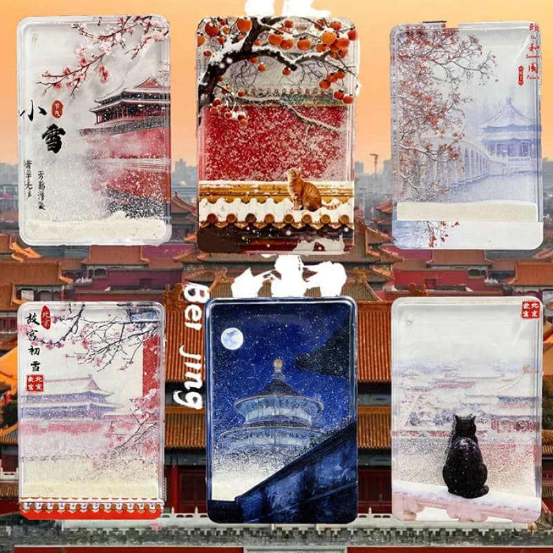 Beijing Cultural Creative Refrigerator Magnet Forbidden City Temple of Heaven Snowflake Refrigerator Magnet Quicksand Magnetic Acrylic Travel Souvenir Magnet