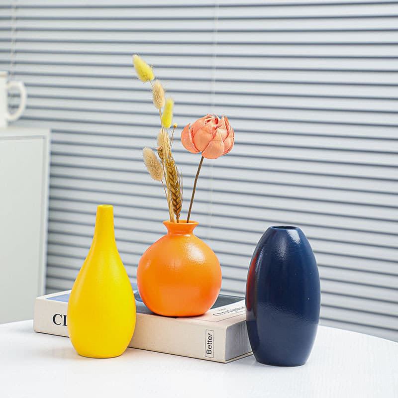 Ins Simple Ceramic Vase, Matte Frosted Vase for Dried Flowers, Hydroponic Flower Arrangement, Desktop Entryway Decorative Vase for Cross-Border E-commerce