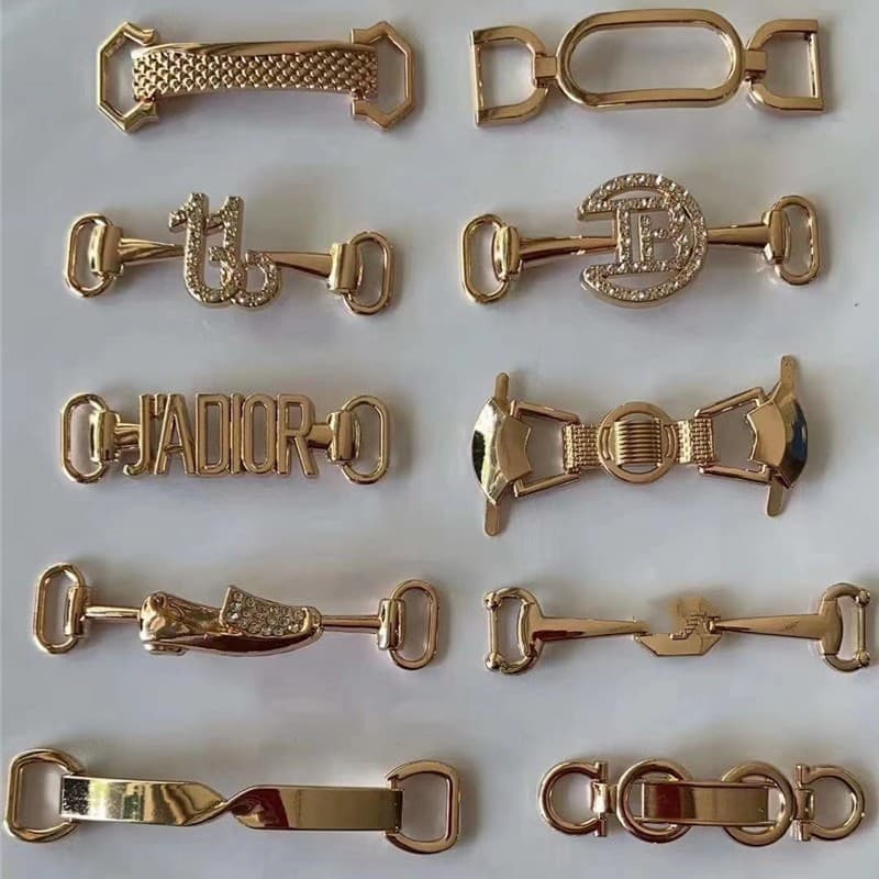 Shoe and Apparel Decorative Three-Section Chain Horsebit Buckle Shoe Charm Metal Decorative Clasp Belt Decoration Chain mfwj1