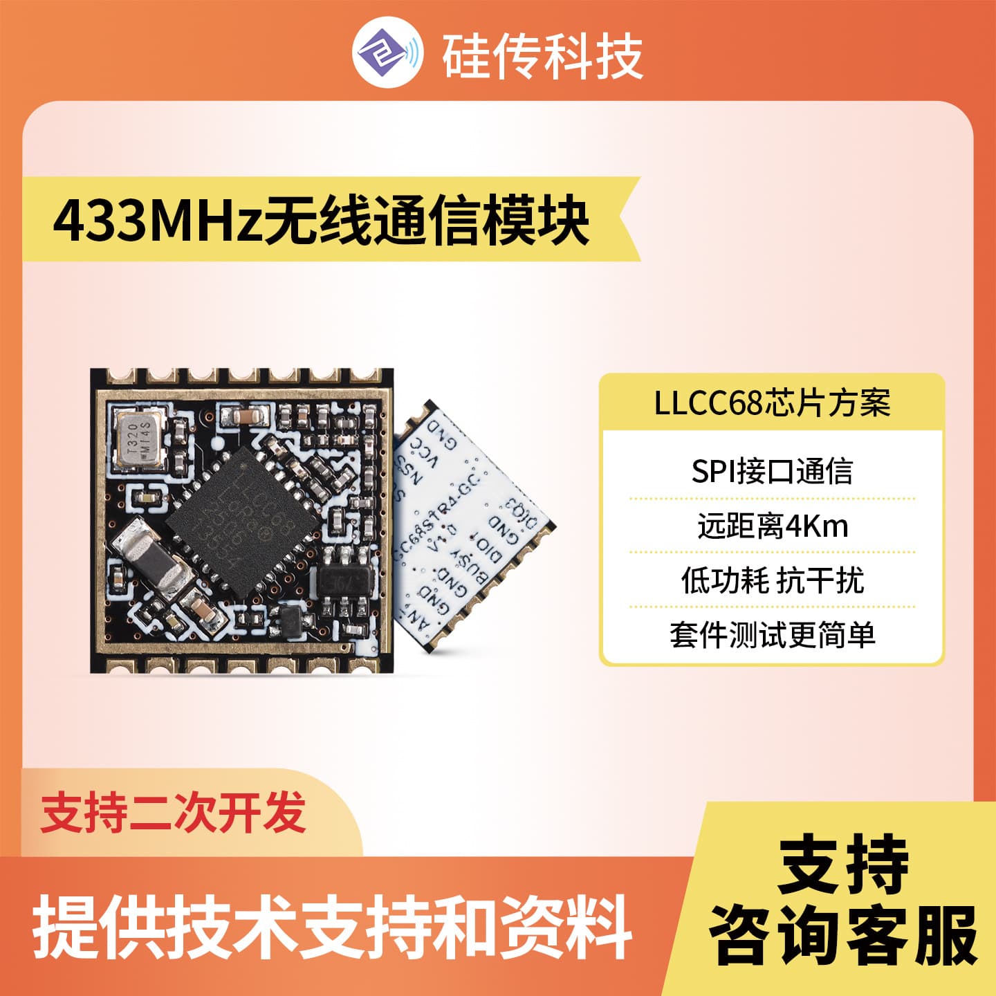 LoRa Module LLCC68 Supports FSK LoRa Mode Secondary Development 433MHz Wireless RF Module Small Size