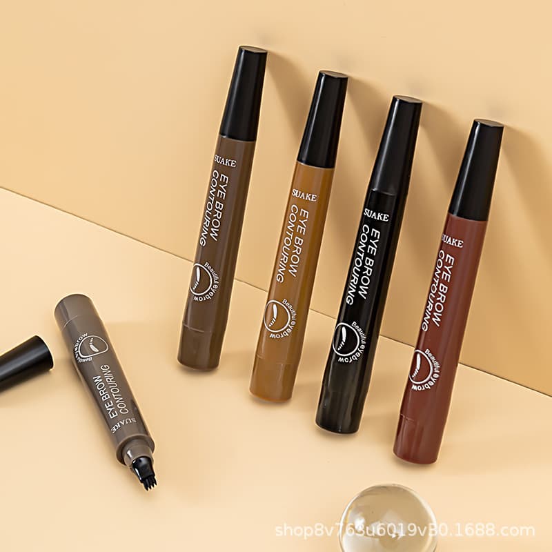 Douyin Internet celebrity four-pronged eyebrow pencil wild eyebrow simulated root with clear roots waterproof non-decolorizing liquid eyebrow pencil under eyelash pen