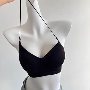 Halterneck Camisole Backless Bra for Women, Push-Up Padded Invisible Cross U-Shape Deep V-Back Bra for Small Bust, Summer