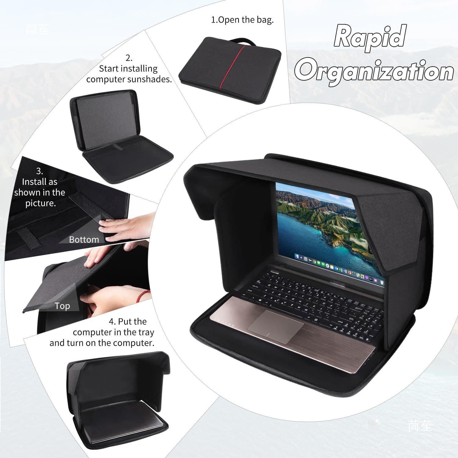 Outdoor laptop bag, anti-glare privacy sunshade, foldable protective cover, cross-border wholesale.