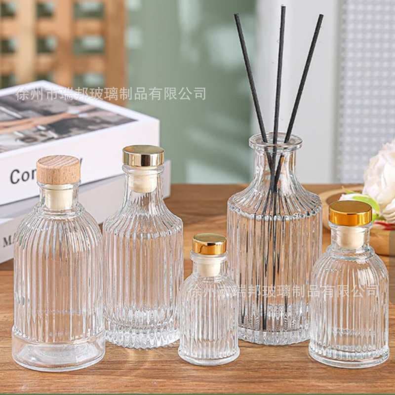 New Vertical Ribbed Roman Bottle Aromatherapy Empty Bottle Home Hotel Fragrance Diffuser Bottle Creative Aromatherapy Bottle
