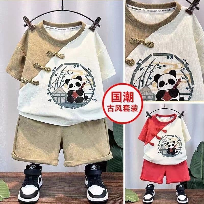 Kids Boys Summer Set Korean Style Polo Shirt 2025 New Trendy Thin Short Sleeve Cool Fashion Two-Piece Set