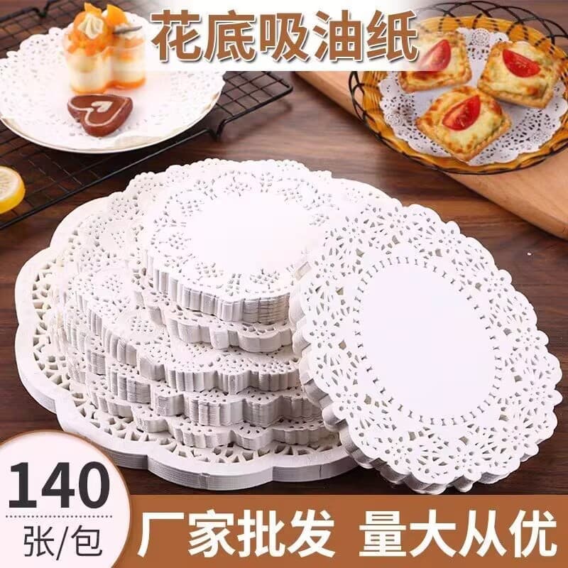 Factory Wholesale Flower Bottom Paper Plate Mat Oil Absorbing Paper Greaseproof Paper Snack Mat Food Mat Lace Edge Paper
