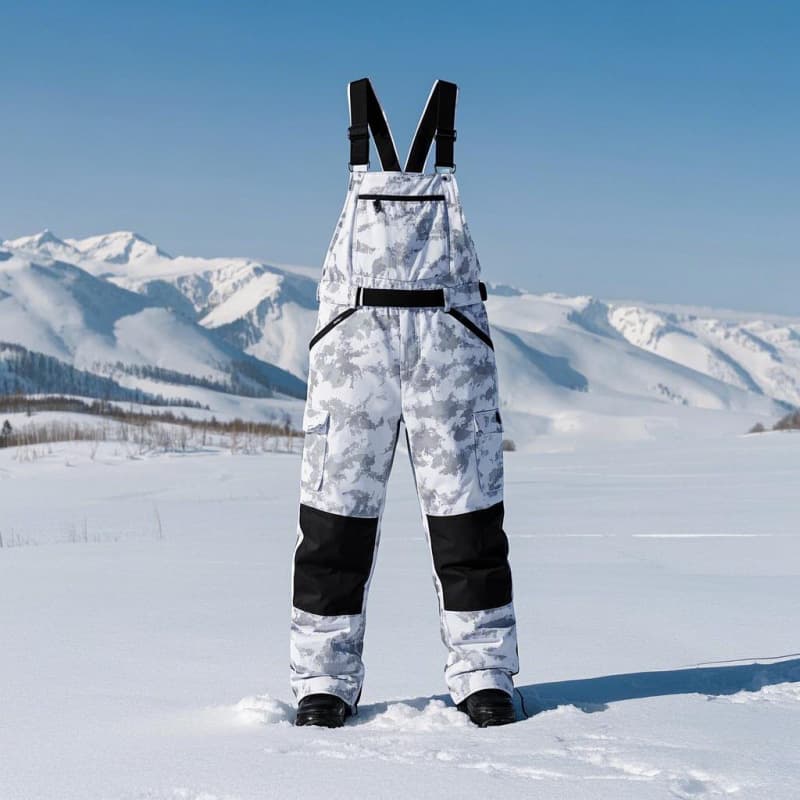 Customized white snow camouflage hunting bibs waterproof thickened white camouflage hunting bibs