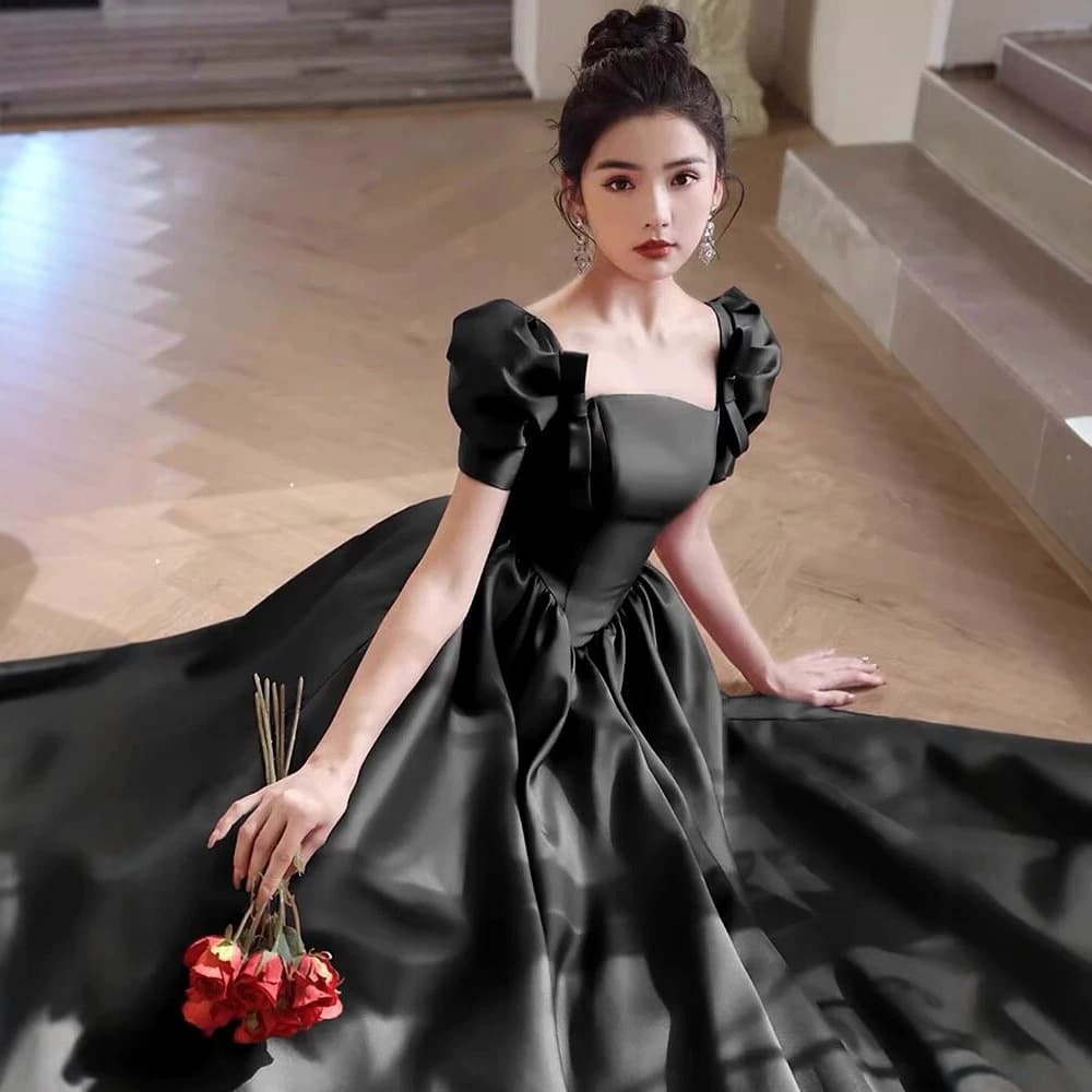 Black evening dress women 2026 new light luxury niche high-end banquet elegant socialite party adult dress art exam