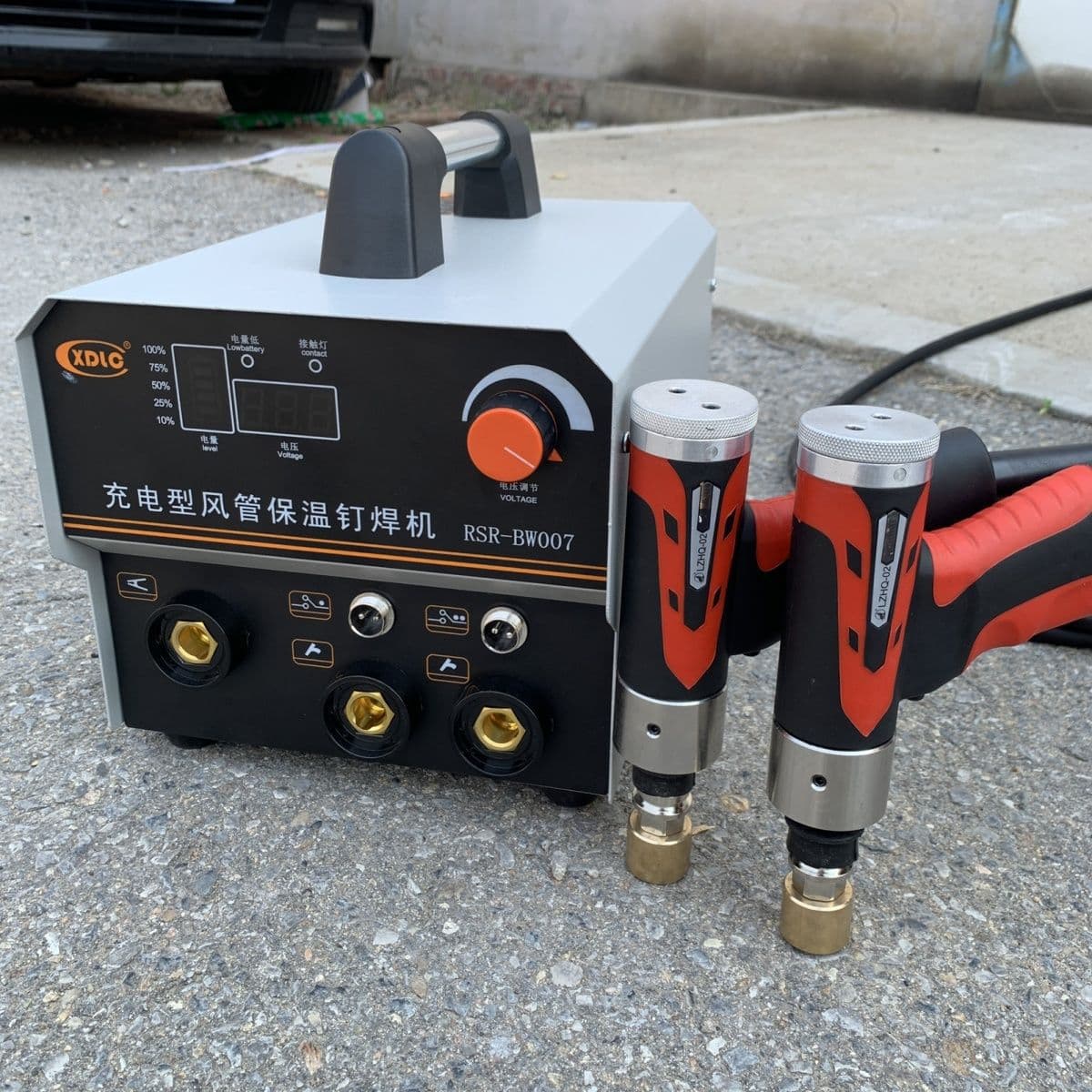 Rechargeable air duct insulation nail stud welder, lightweight with mark-free welding, 2-hour charging, RSR-BW007 glass model.
