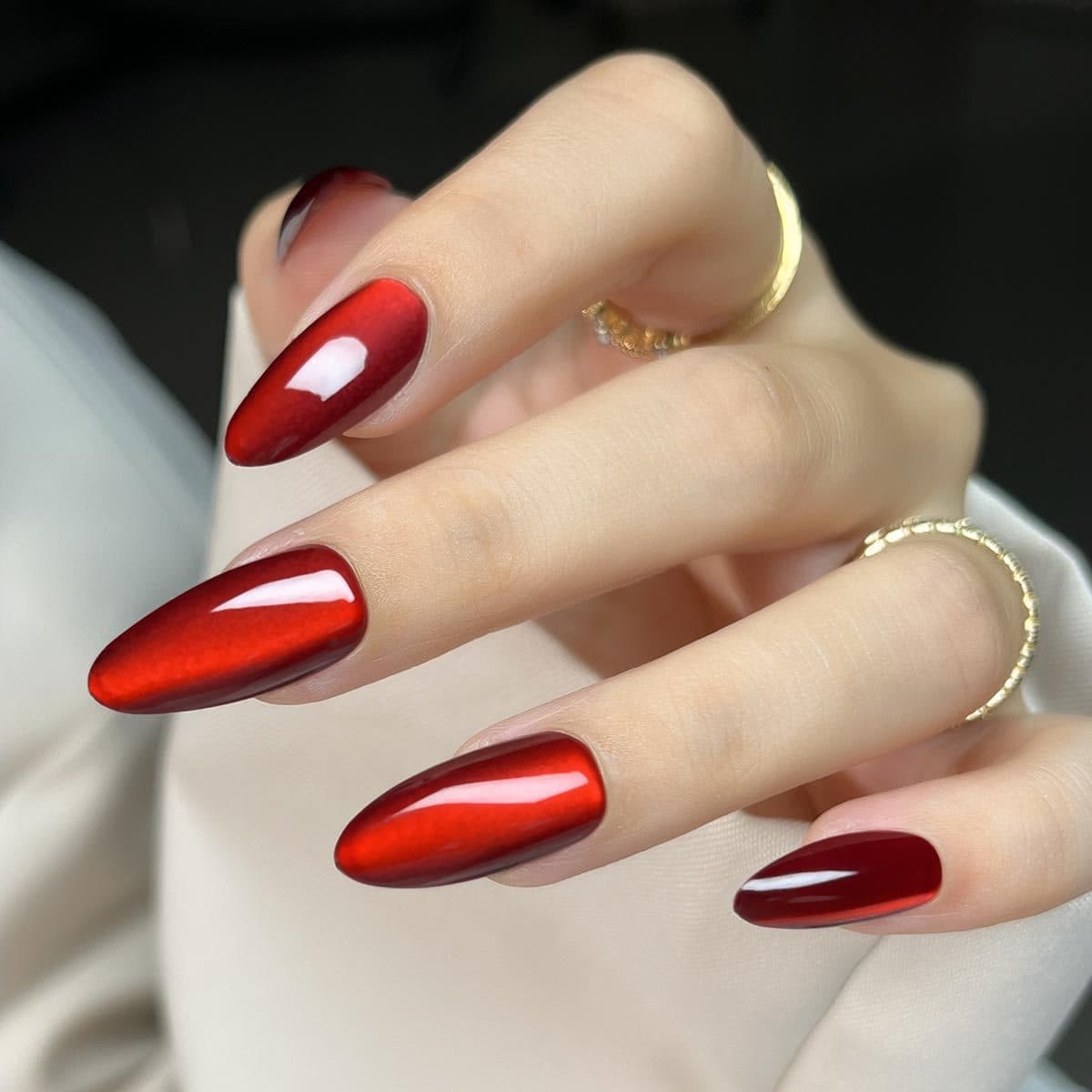 Ins Style Wearable Nails Cherry Cat Eye Finished False Nails Nail Art Stickers Wearable Nail Tips Cross-border