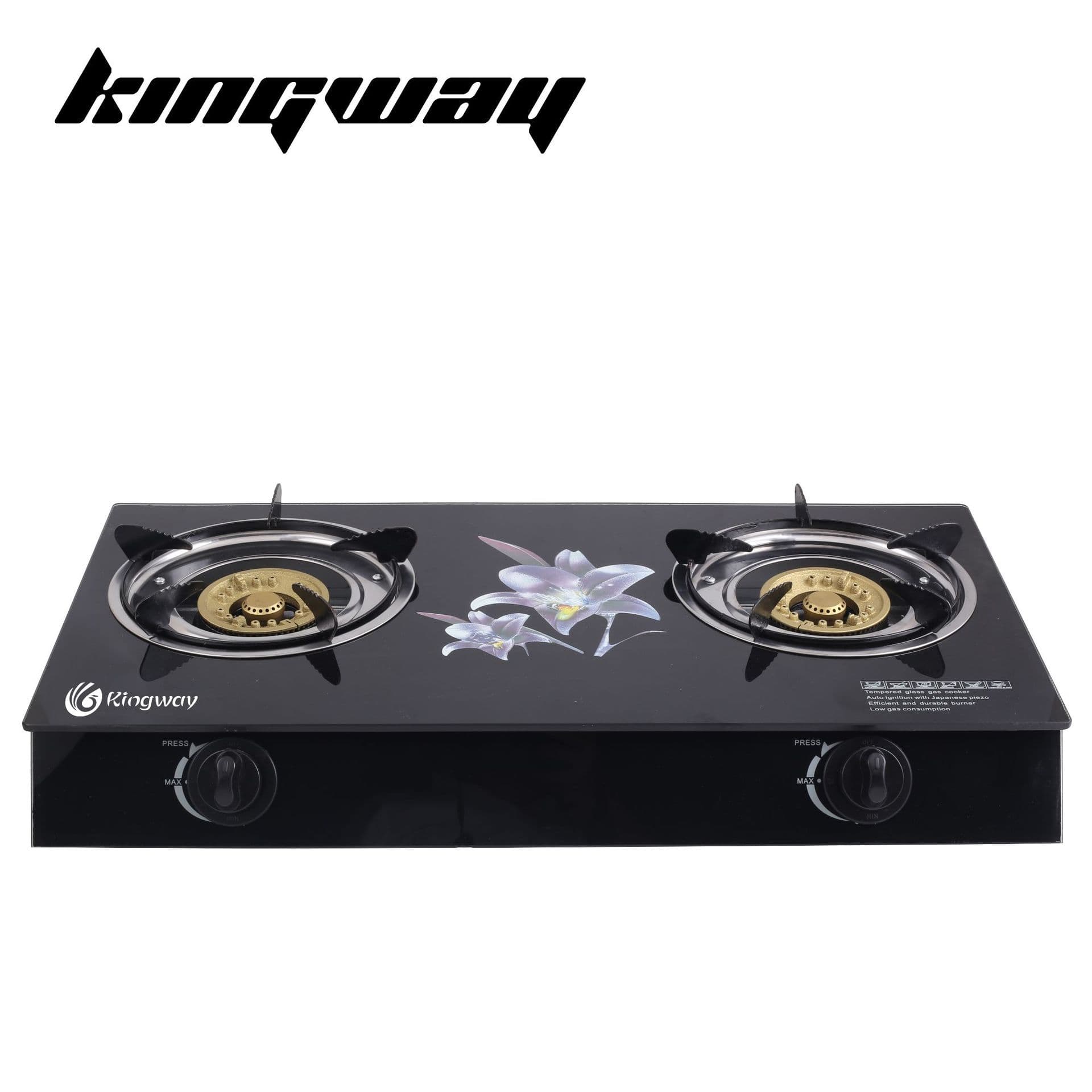 Kingway Factory Direct Export Gas Cooker 6mm Tempered Glass Gas Stove Double Burner Cooktop GAS COOKER