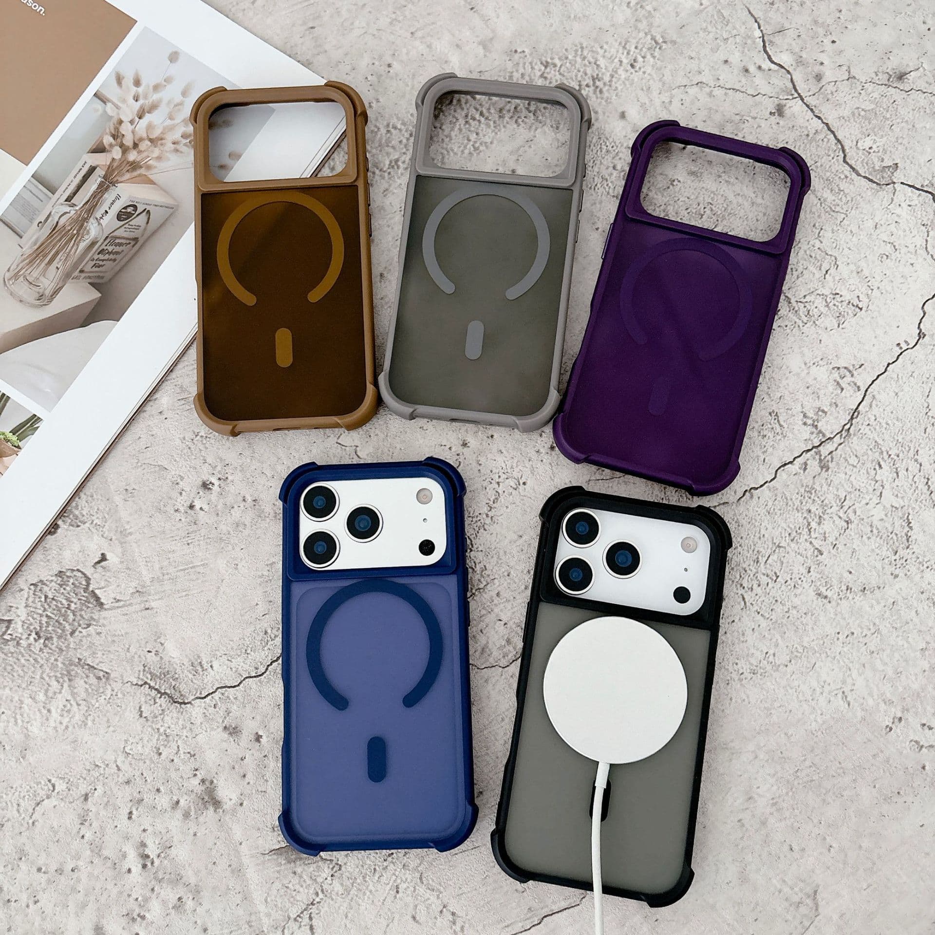 Hot-Selling Orange Skin-Feel Magnetic Phone Case for Apple IP18PRO, Four-Corner Drop Protection, 18/17 Large Cutout, 13/14