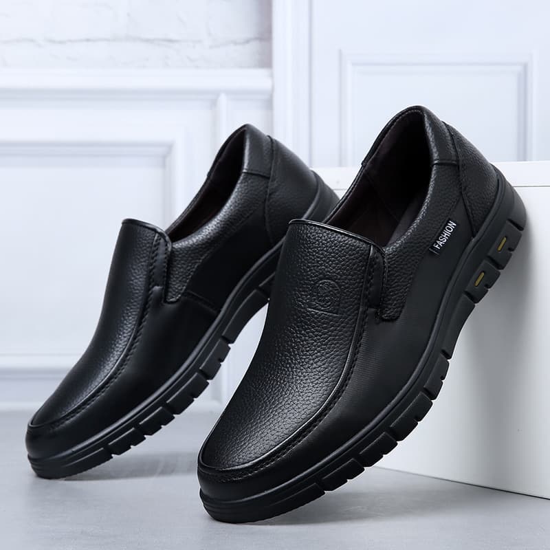 Men's Genuine Leather Business Casual Loafers for Middle-aged and Elderly, Soft Sole, Spring/Autumn New Arrival, Cowhide Dad Shoes