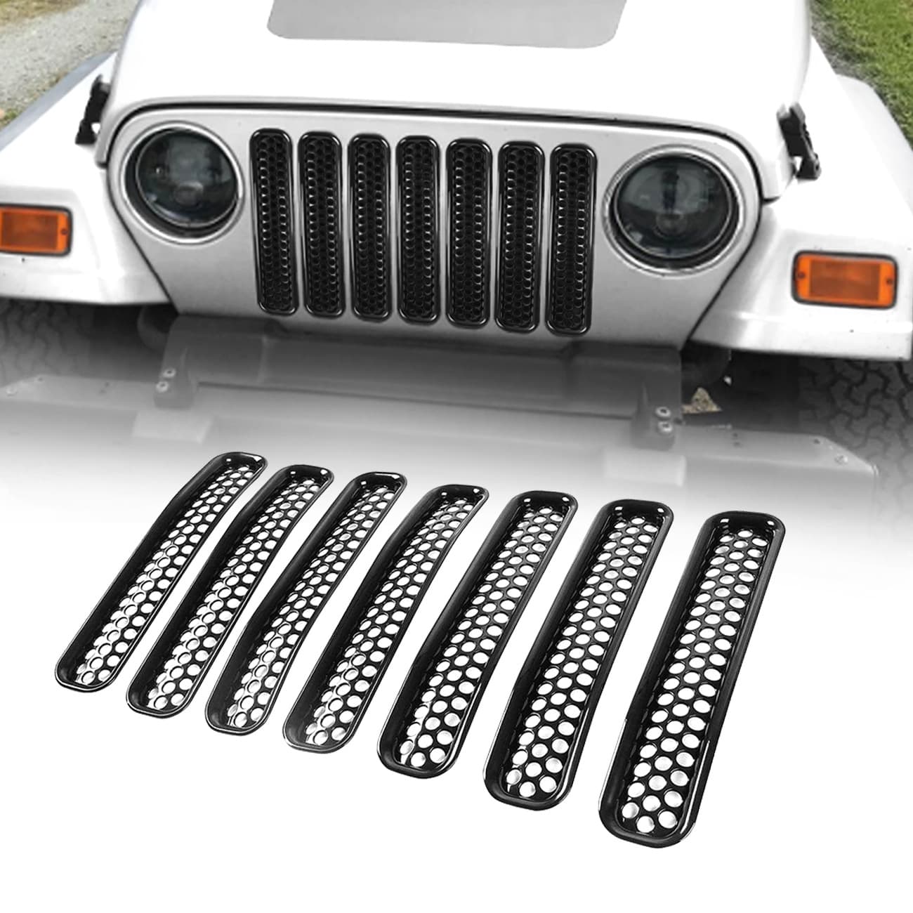Fits 1999-2006 TJ Wrangler Grille Insert Round Hole Style Off-Road Auto Parts Wholesale Accessories