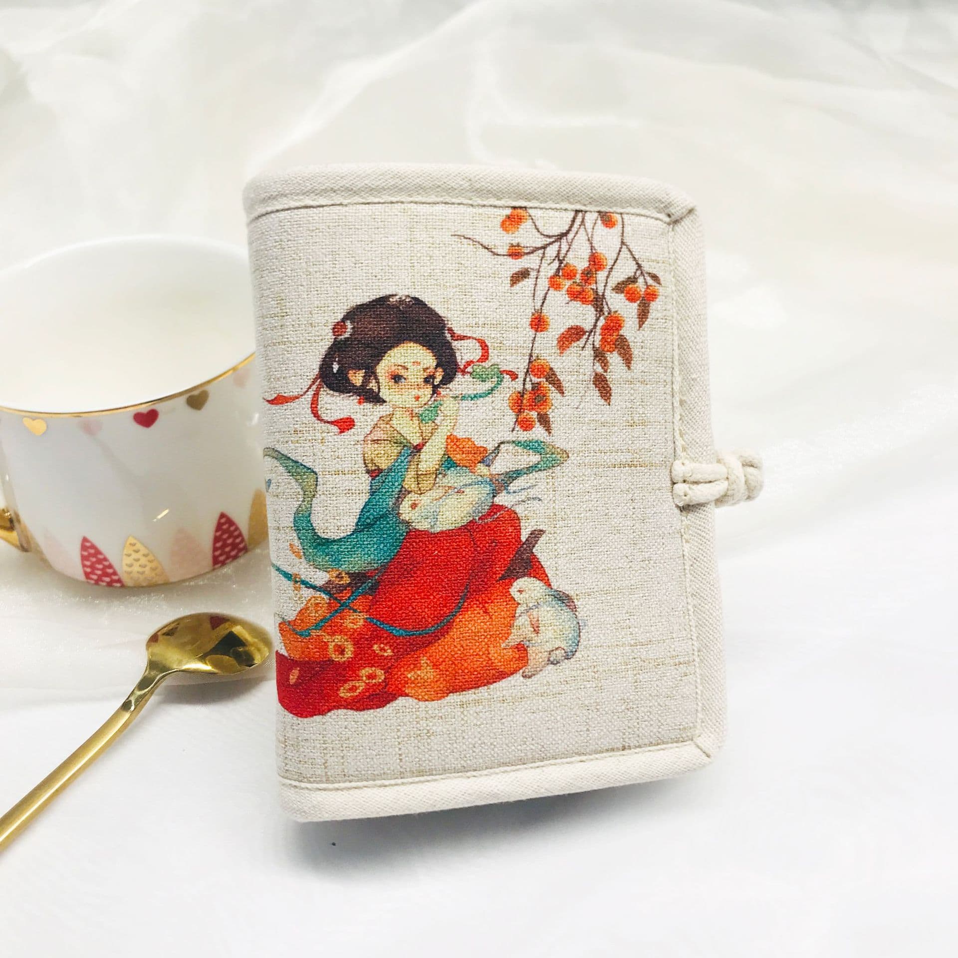 Artistic Cotton Linen Fresh Style Cropped Women's Wallet Traditional Hanfu Accessories Handmade Two-fold Printed Short Wallet