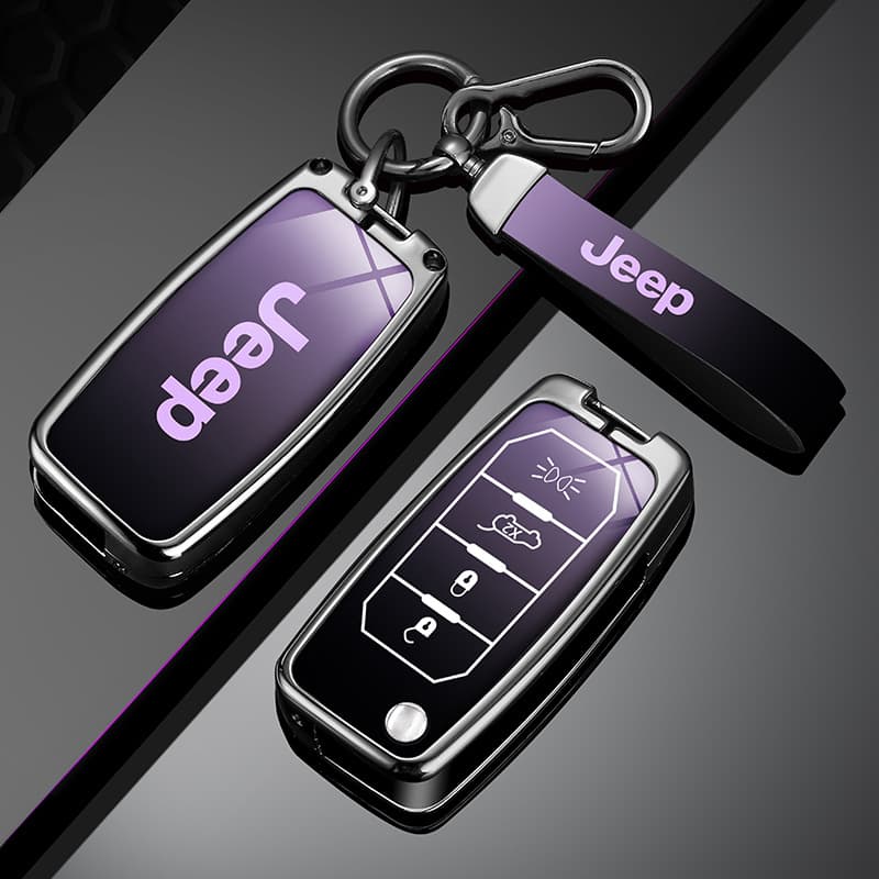 Compatible with Jeep Key Case Cover for New Compass, Grand Cherokee, Renegade, Commander, Car Key Chain Buckle