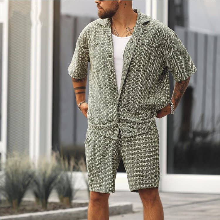 2025 New Cross-Border Spring/Summer Sportswear Set for Men, Bestselling Casual Shirt on Amazon US/EU