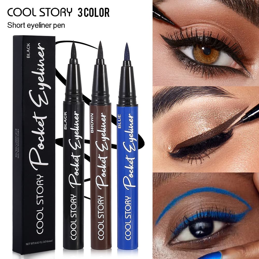 Cross-border Liquid Eyeliner Quick-Dry Long-Lasting Black Eyeliner Pen Waterproof Sweat-Proof Smudge-Proof Blue Brown Eyeliner