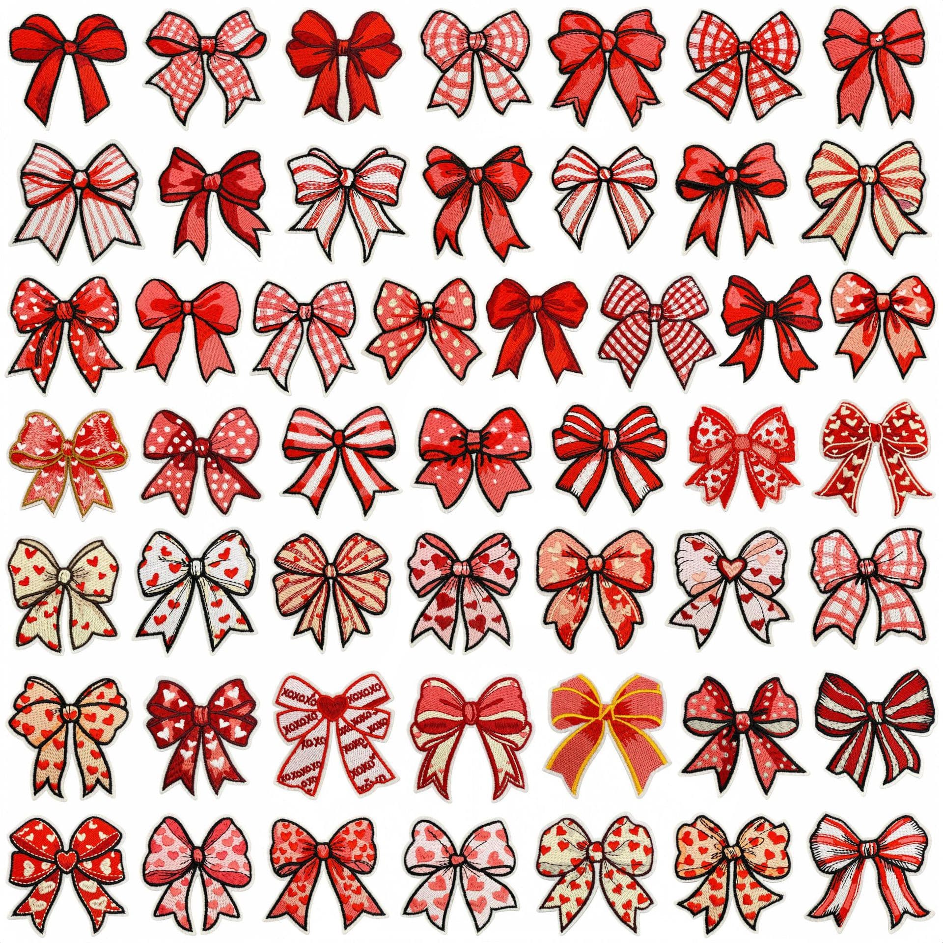 New Cartoon Bow Embroidery Patches Clothing Luggage Decoration DIY Wholesale Computer Embroidery Iron-On Patches