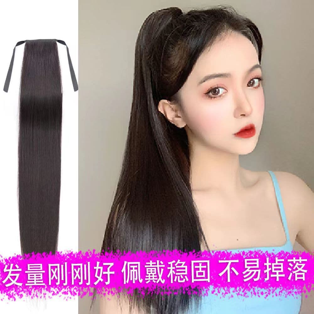 Xuchang Ponytail Wig for Women, Tie-Back Straight Ponytail, High-Temperature Silk Long Straight Wig, Viral TikTok Style