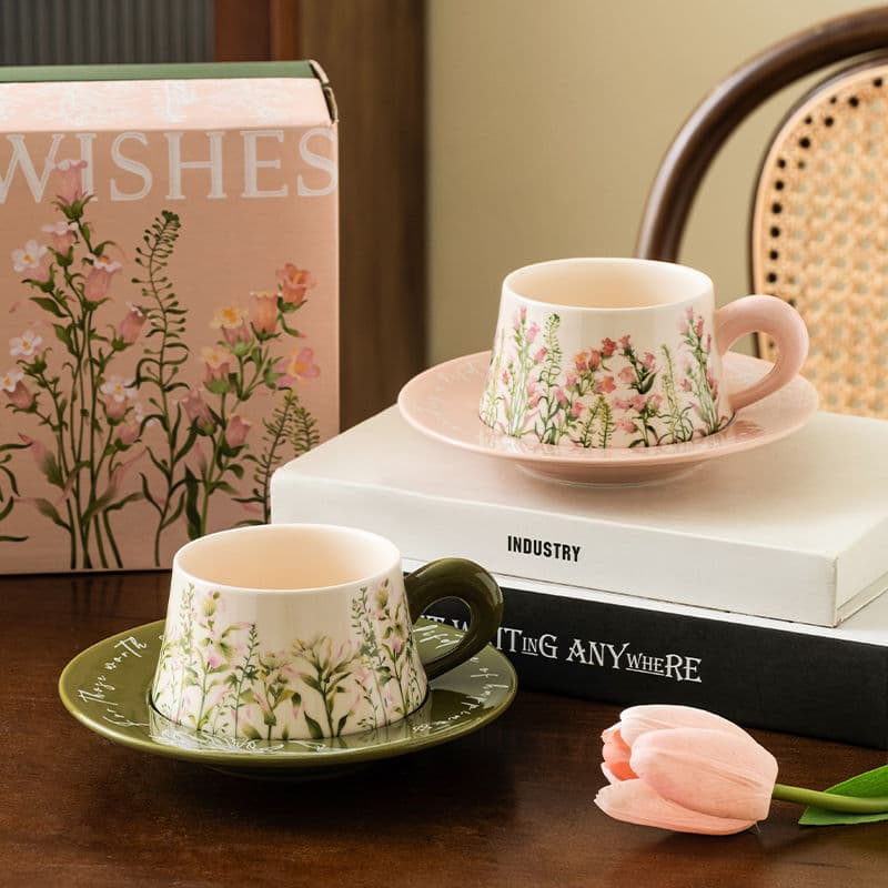 2025 New Coffee Cup and Saucer Set Valentine's Day Couple Mugs Housewarming Gift Box Set