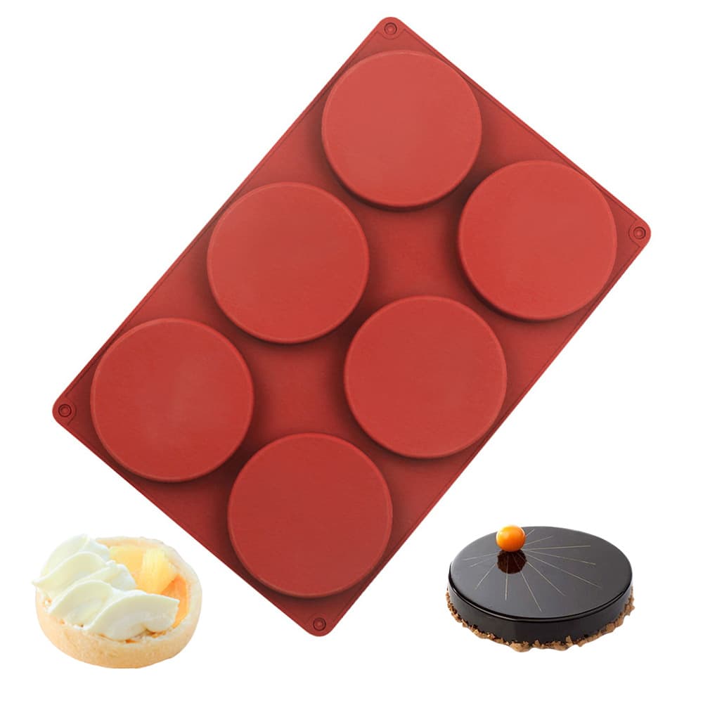 6 consecutive large round cake mousse cake mold silicone cup pudding jelly handmade soap baking mold high temperature resistant