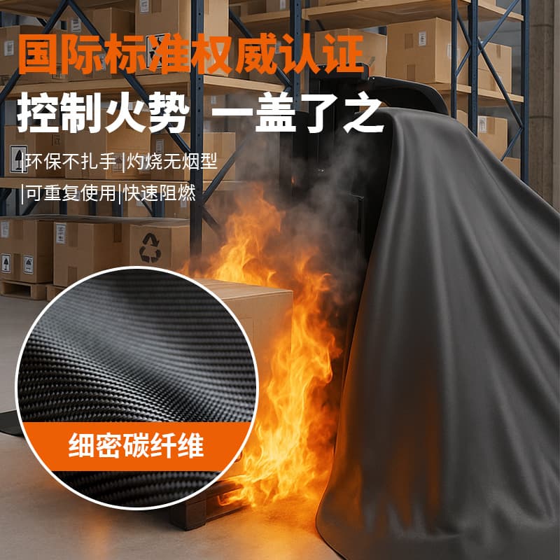 Black Armor Shield Lithium Battery Electric Vehicle Forklift Special Fire Blanket, High-Temperature Resistant Fire Control Blanket