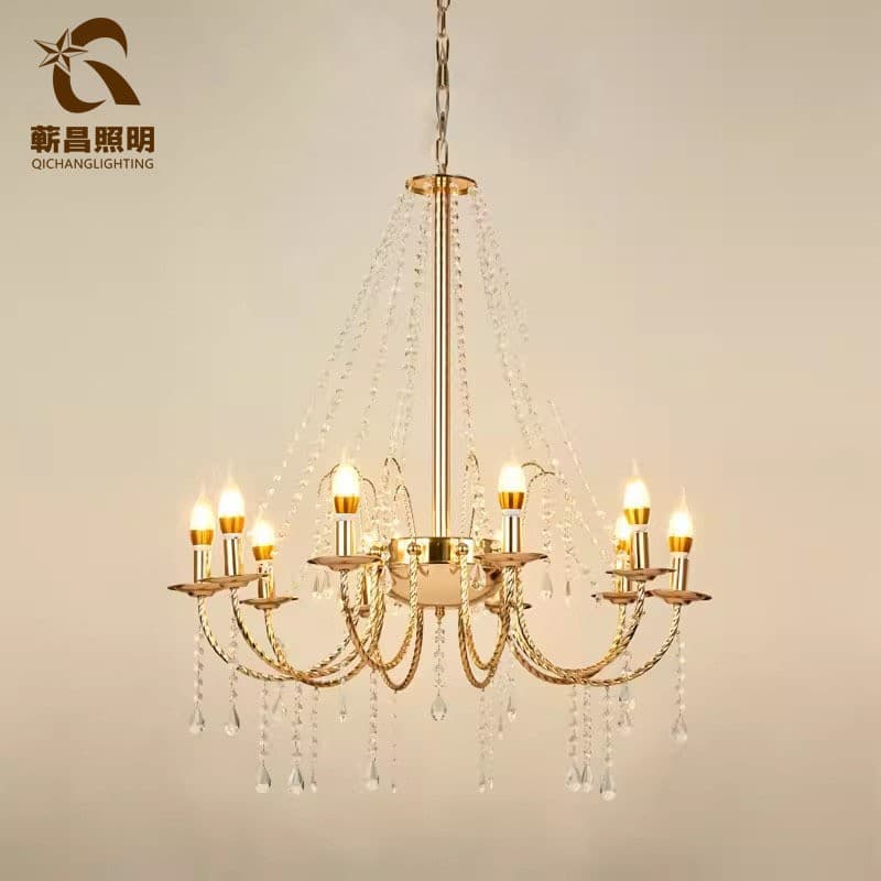New wedding hall props iron crystal chandelier ceremony pavilion hotel decoration road guide electroplated crystal wedding chandelier