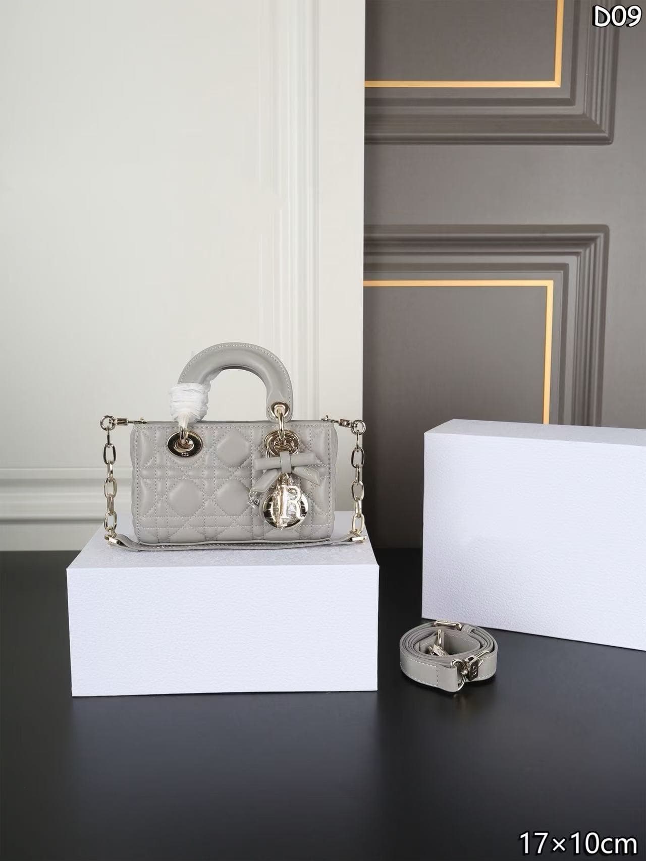 D-House Mini Handbag Series New Bow Lambskin Women's Handbag Casual Fashion Commute Versatile