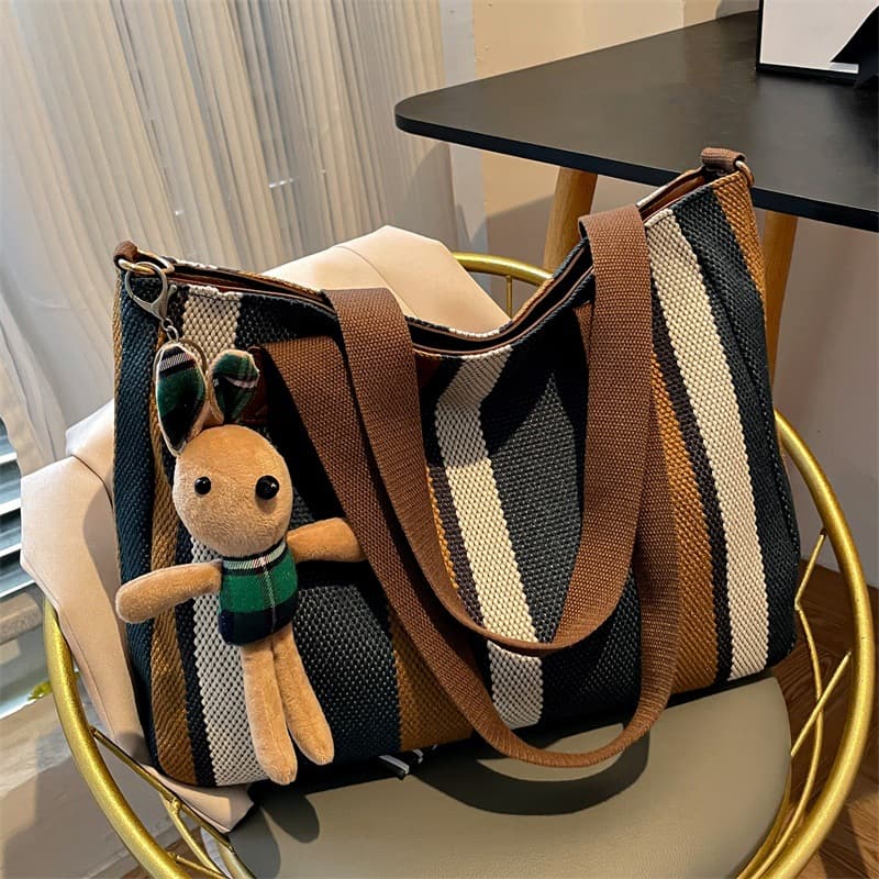 Bags for women 2025 new fashionable canvas ins forest style versatile large capacity shoulder bag armpit bag tote bag