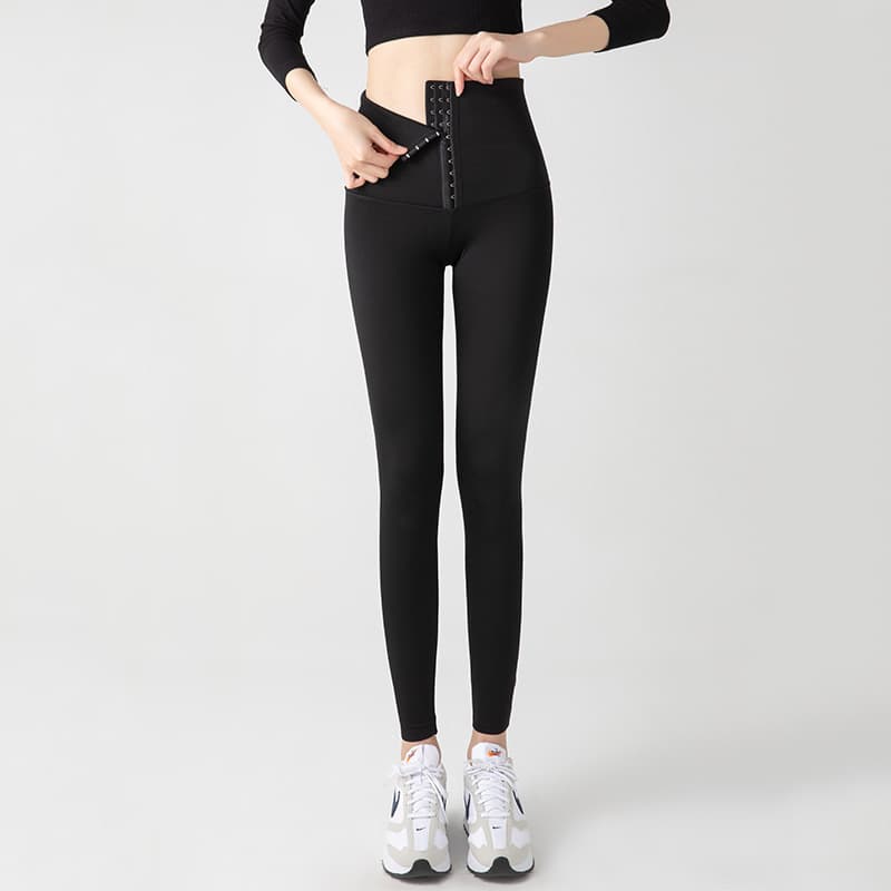 9002 Button Yoga Pants Ankle Length Three Row Ten Button Tight Medium Waist Tummy Control Slim Fit Base Layer Pants Wholesale Stock