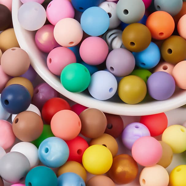 Selected Silicone Beads Round 15mm Candy Color Silicone Beads Baby Food Grade DIY Pacifier Chain Manufacturer Wholesale