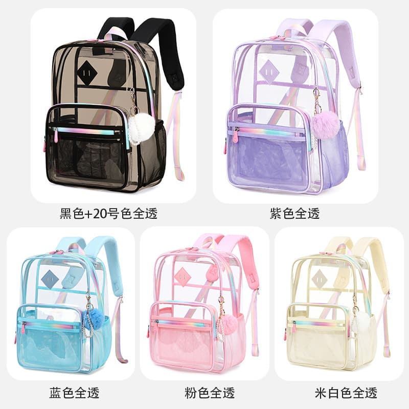 Transparent Backpack for Elementary and Middle School Students, Waterproof, Large Capacity, Durable, Amazon Cross-Border Source