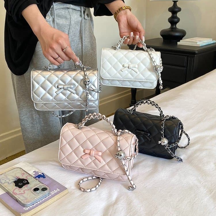 Foreign trade bag factory wholesale 2026 new diamond chain crossbody bag Korean trendy bags texture shoulder bag