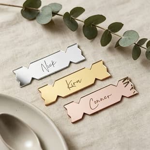 Candy-Shaped Mirror Acrylic Place Card Custom Name Tag for Wedding Banquet Party Table