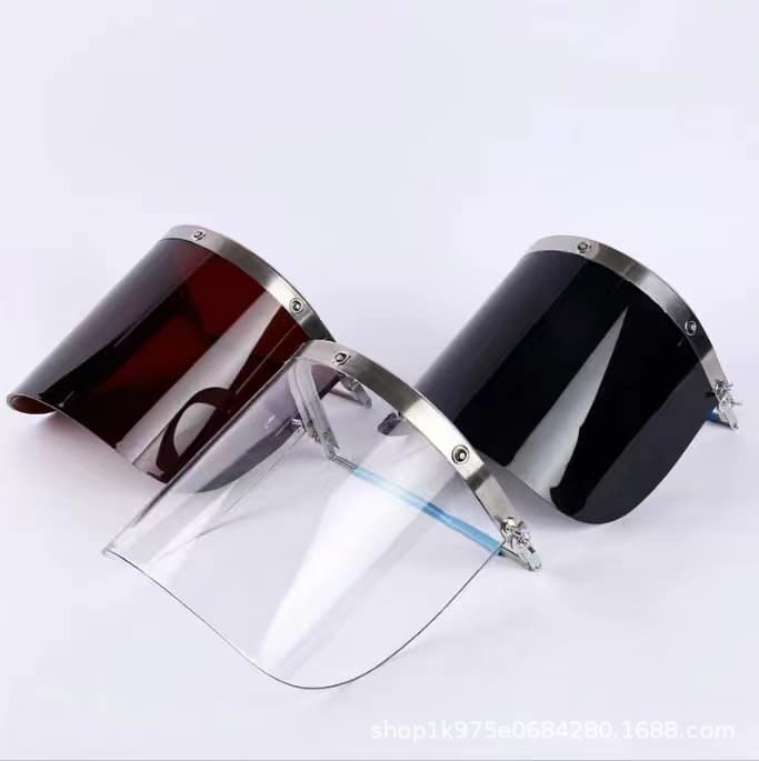 Brown Transparent Acrylic Protective Face Shield, Organic Glass Heat-Bent Formed Anti-Splash, Dust-Proof, Heat-Insulating Face Screen