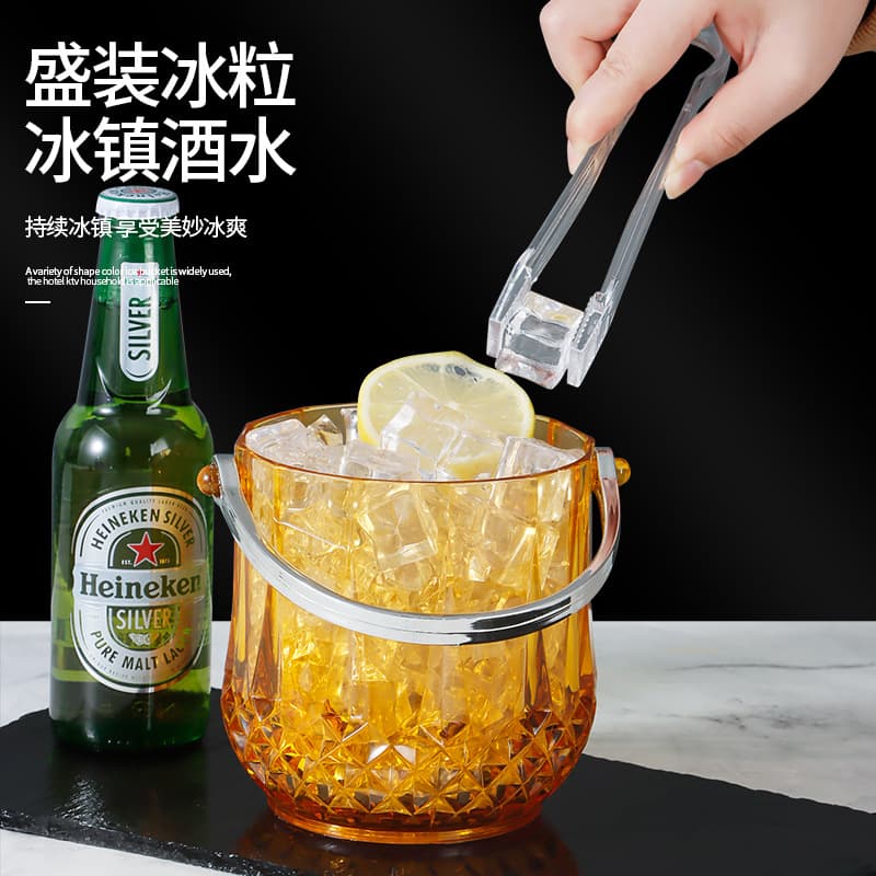 In-Stock Plastic Box Gem Ice Bucket Octagonal Ice Pellet Bucket Single Small Beverage Ice Bucket Desktop Bead-Shaped Ice Cube Bucket