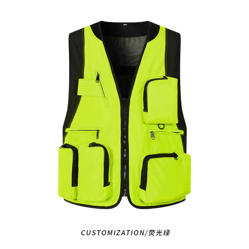 Hong Kong Style Photographer Vest for Men, Trendy Multi-Pocket Vest, Korean Fashion Workwear with Custom Logo Printing