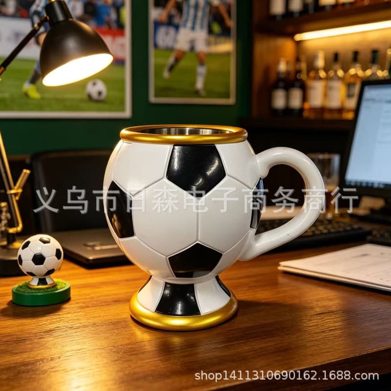 Cross-border Exclusive World Cup Soccer Mug 3D Resin Cup Stainless Steel Inner Liner Commemorative Gift Mug