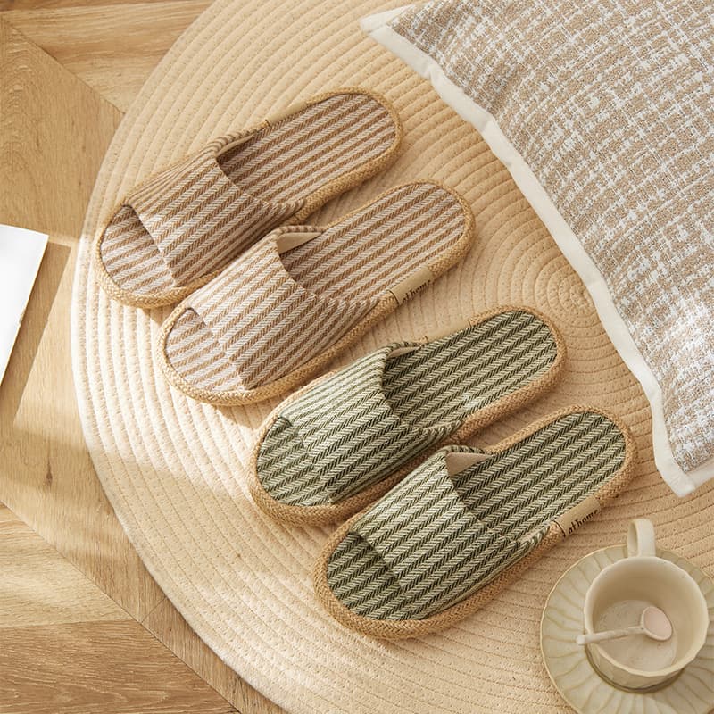 Linen Slippers for Women Home Indoor Couple Basin-bottom Shoes Anti-slip Sweat-absorbent Breathable Household Cotton Linen All-season Floor Slippers Summer