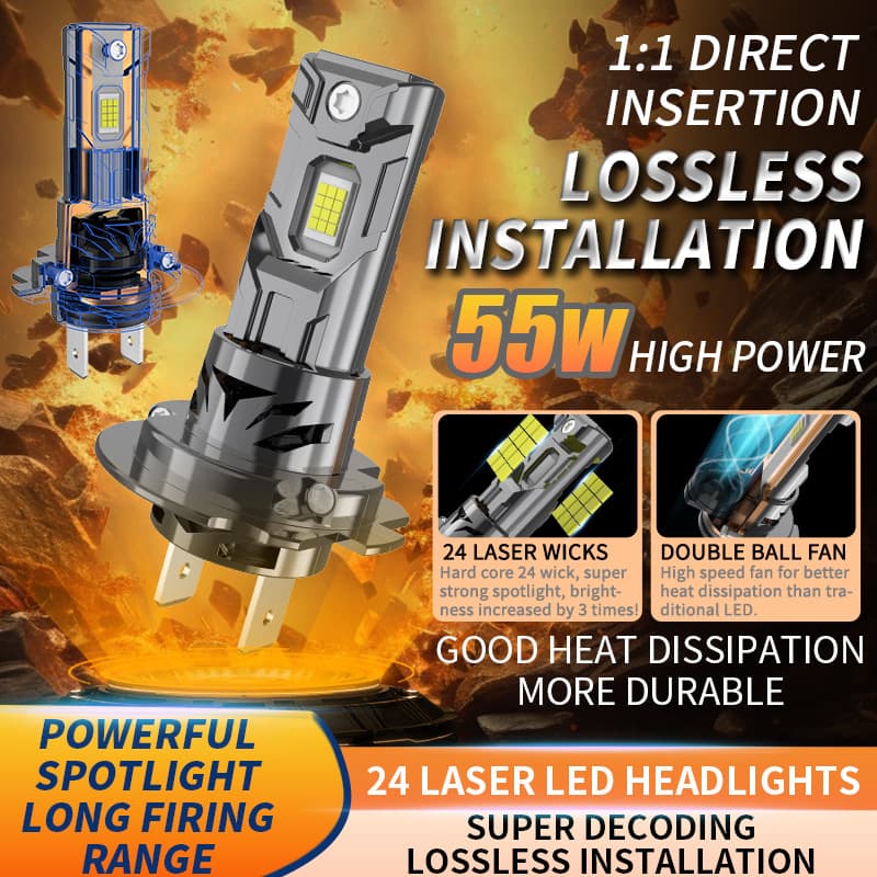 Cross-border Plug-in H7 Car LED Headlight 1:1 H4 LED Car Light 9005 Car Headlight Universal Factory Stock
