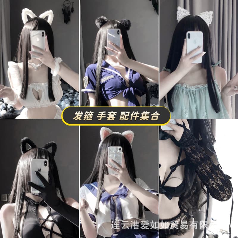 Ai Ruru Sexy Lingerie Hairpins Sexy Accessories Korean Style Cute Cat Ears Headband Catwoman Ornaments Christmas Party