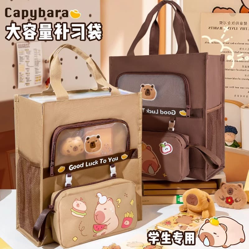 Capybara Tutoring Bag Handheld Bag Book Bag Student Tutoring Bag File Bag Art Bag Tutoring Class